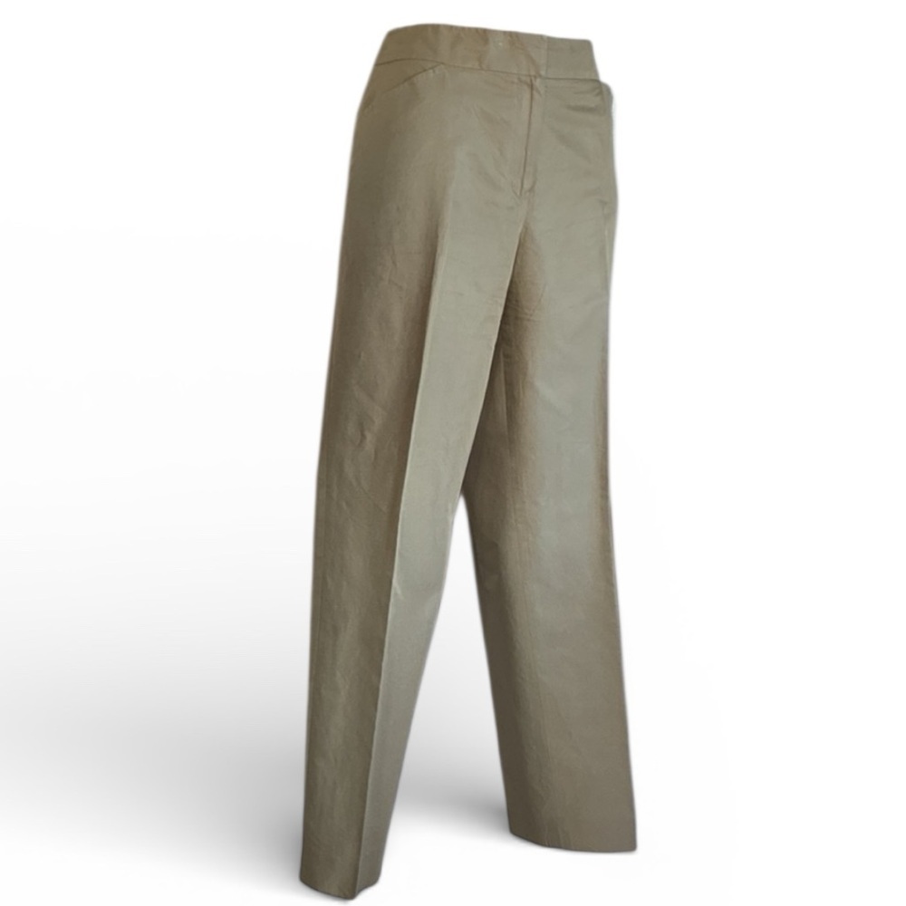 TALBOTS slacks, gold, silk blend, side zip, ankle slit, front pockets. 8
